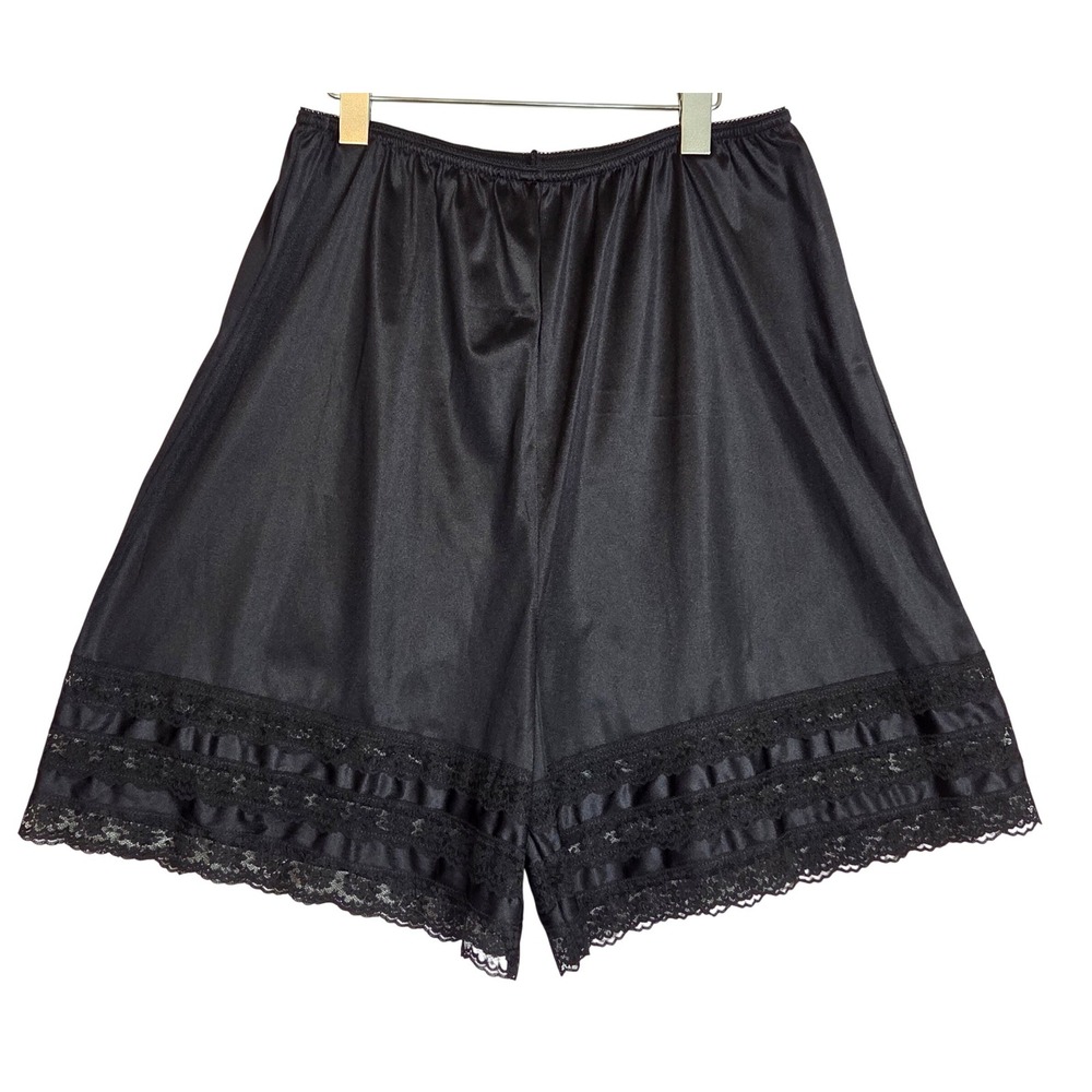 Velrose Black Lace Trim Slip Shorts 3X Vintage Style Pants Bloomers Pettipants